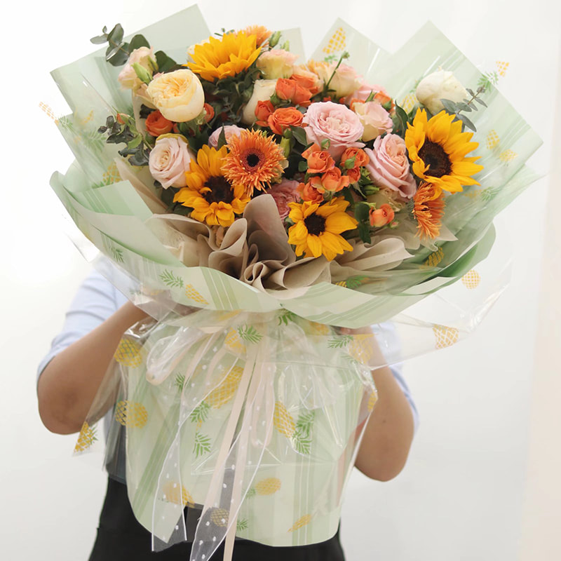 Papel de regalo de flores recubierto de doble cara impermeable