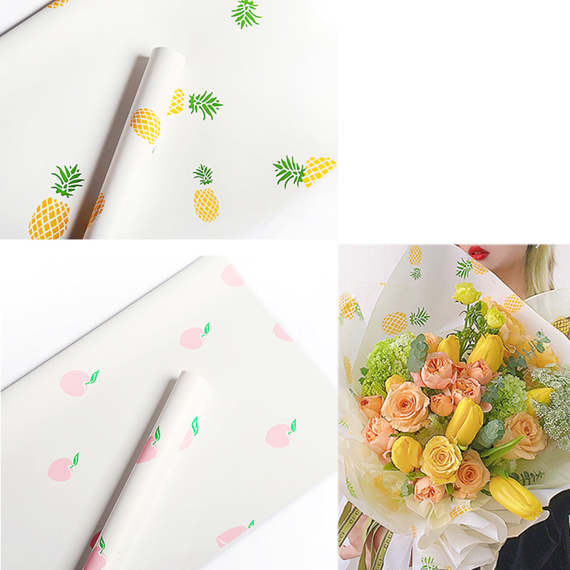 Papel de regalo de ramo con patrón de frutas simple