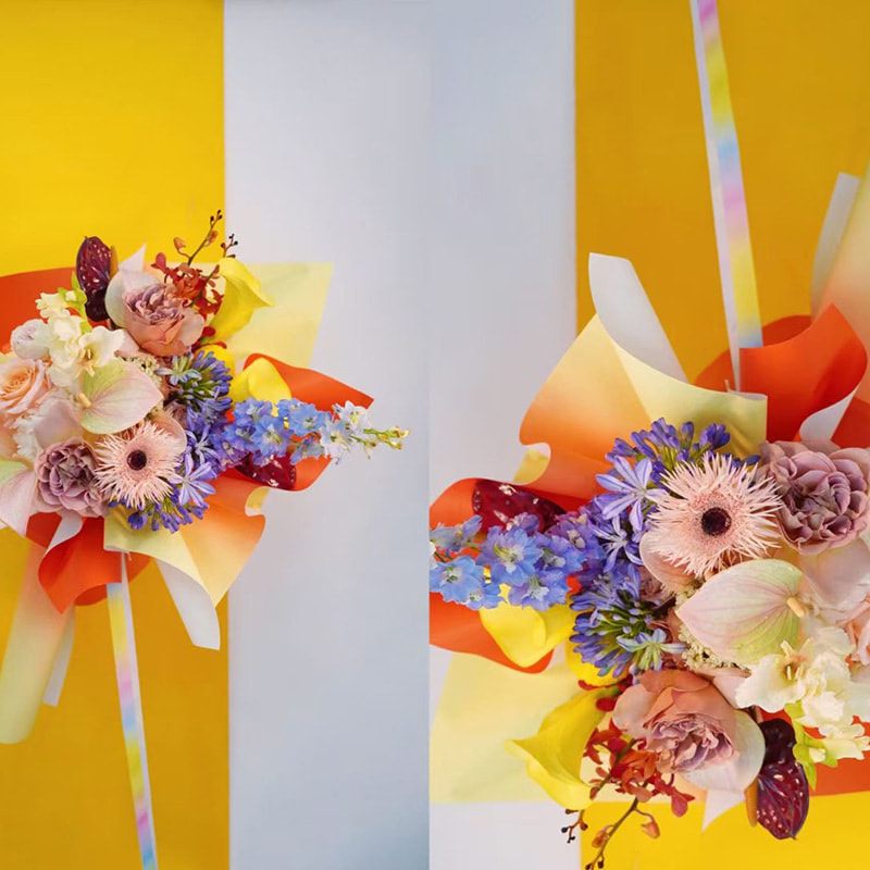 Papel de regalo de ramo de flores degradado premium