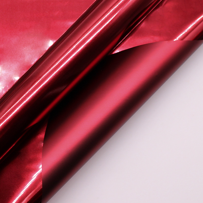 Papel de regalo de ramo de película metálica brillante de doble cara