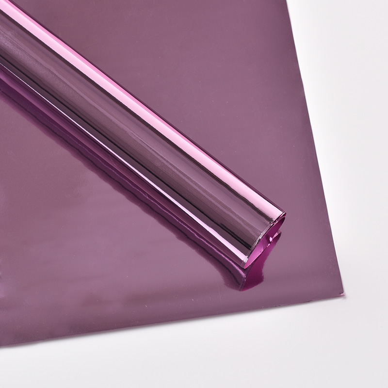 Papel de regalo de ramo de película metálica brillante de doble cara