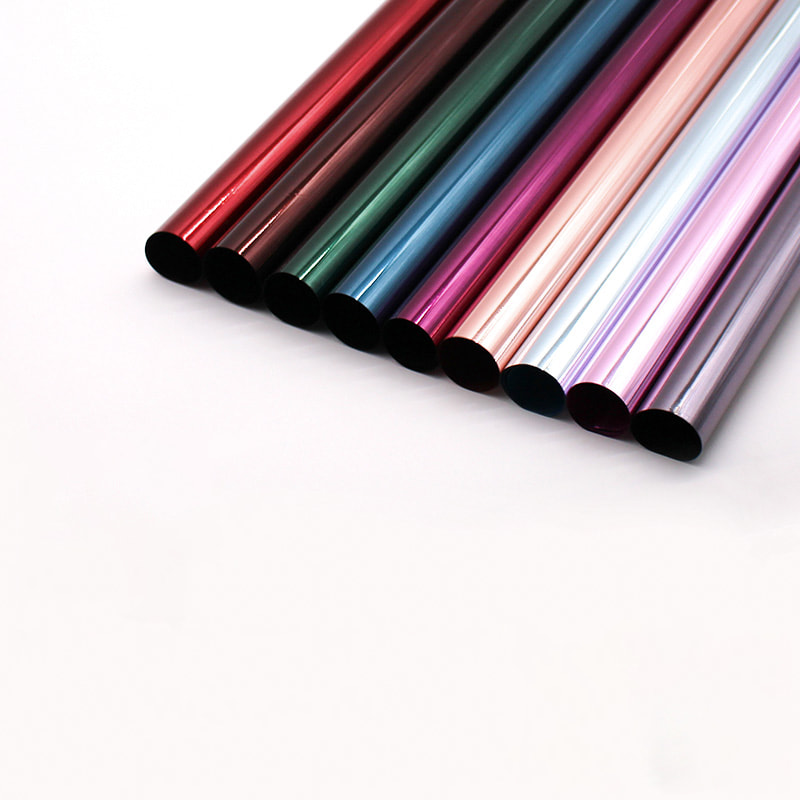 Papel de regalo de ramo de película metálica brillante de doble cara
