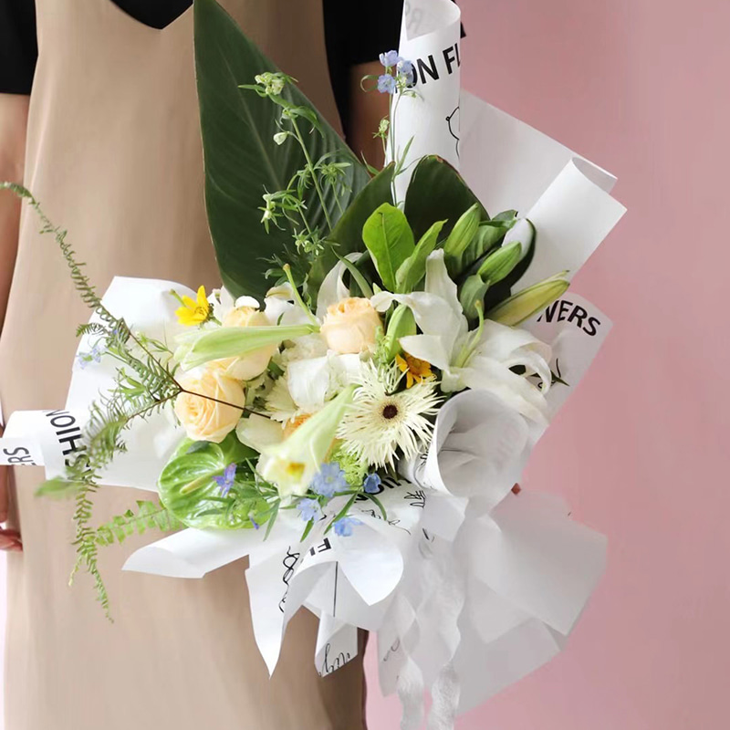 Papel de regalo Flower Love-Bouquet con estampado de rosas